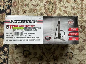 PITTSBURGH 8 Ton Super Heavy Duty Long-Ram, Round-Bottom Air/Hydraulic Jack
