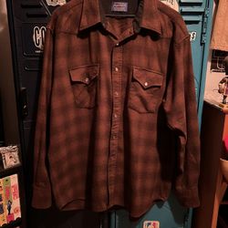 Vintage 90s Black Brown Pendleton Wool Flannel XL