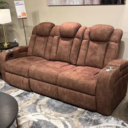 🍁Wolfridge Brindle Power Reclining Sofa$10 Down Payment Financing and delivery Available 