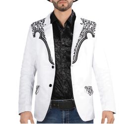 $45 Large  White Blazer with black embroidery on the shoulders and pocket flaps