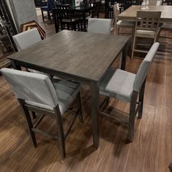 Move OUT SALE ! Wooden Tall Kitchen  Table With 4 Chairs  Grey