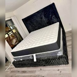 Full size Upholstered bed frame with High headboard