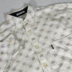 YVES Saint Laurent Pour Homme Men’s Medium Cream Geometric Long Sleeve Shirt