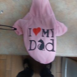 Pink I 💗 My Dad Dog Hoodie Size Small