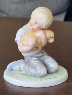 Vintage 1983 Frances Hook "For a Mother's Love" Boy with Puppy Figurine - Roman