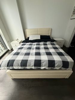 Queen-Size Bed with 2 Matching Nightstands for Sale
