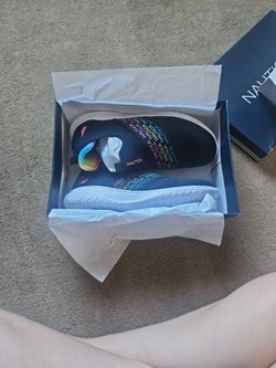 Nautica Athletic girl navy rainbow shoe
