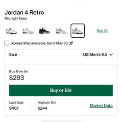 Jordan 4 (Size 9.5 & 10)