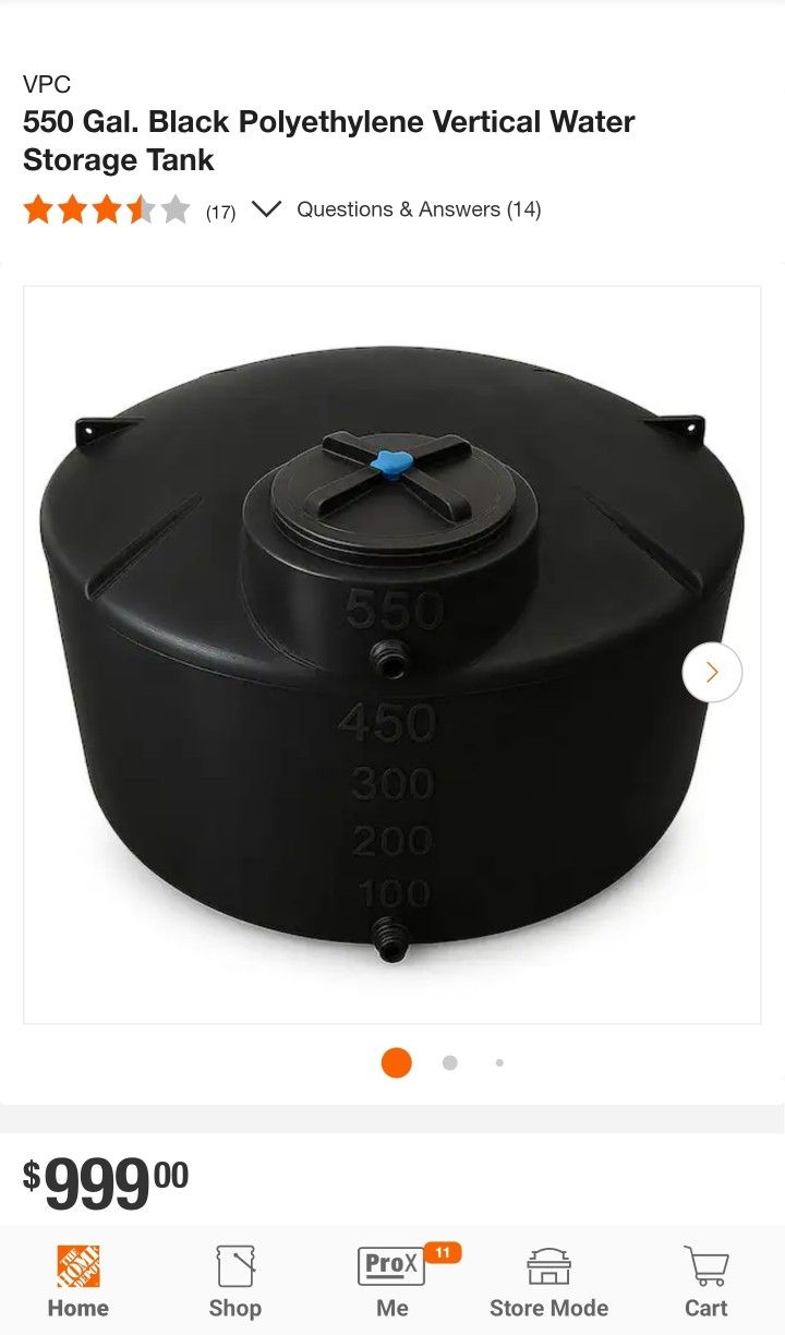 VPC 550 Gal. Black Polyethylene Vertical Water Storage Tank
