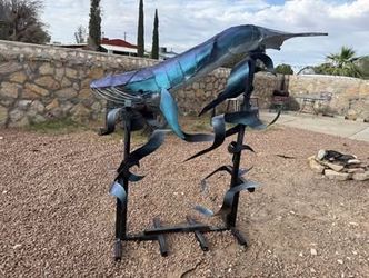 Steel whale sculpture