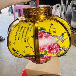 Chinese Retro Yellow Lantern Festival Printing Landscape Decorative Lanterns Outdoor Waterproof Sunscreen PVC New Year Lanterns