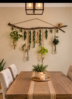 Decoración de pared con plantas naturales
