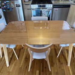 4 Person Dining Set - Like New - Natural Oak/Light Beige