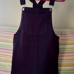 girls L (10/12) purple corduroy overall dress