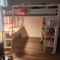 White Loft Bed With Desk From Rooms-to-Go
