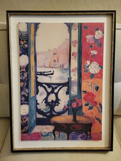 Stunning Framed Wall Art:  Venice Canal Through the Window, NEW