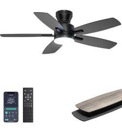 New 42'' Low Profile Ceiling Fan with Light&Remote/APP Control, Flush Mount Dimmable Double Sided