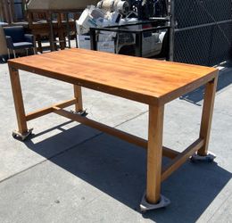 Vintage Custom Butcher Block wood Oak farmhouse table