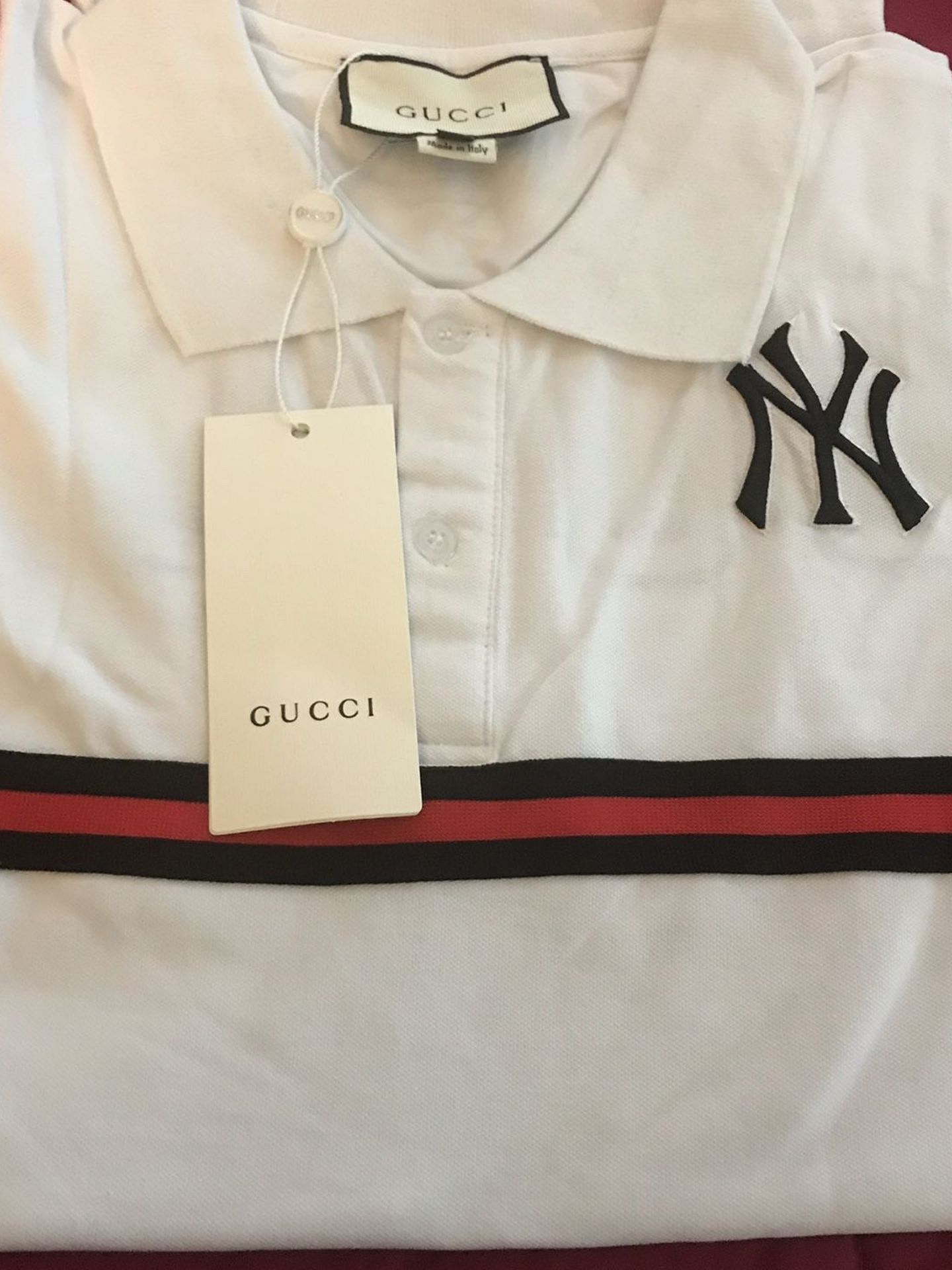 New Gucci Yankee Embroidered Polo Shirt Mens Large