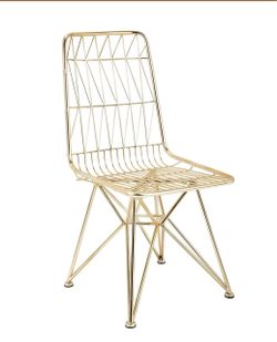37.5" Gold Geometric Patterned Larkin Mid Century Chair