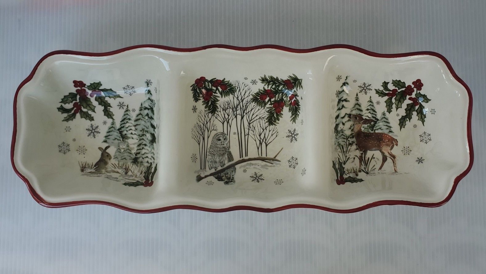 Better Homes & Gardens Heritage Christmas Collection 3 Section Serving Tray Dish

