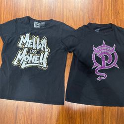 Lot Of 2 WWE Kids Girls Large T-shirts Sasha Banks Page The Scream Is Back Black
