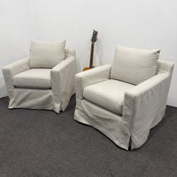 2x •Brand New• Sloan Slipcovered Petite Chair (50% OFF) - Can Deliver - Light Gray