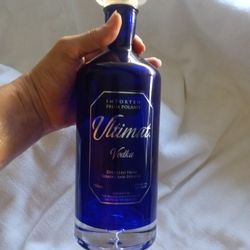 ULTIMAT Vodka Bottle 750ml Imported from Poland EMPTY Cobalt Blue Decanter VINTAGE