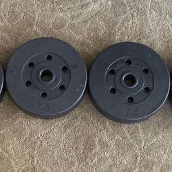 Four 7.5 Pound Weight Plates And Weight Lifting Chain Belt