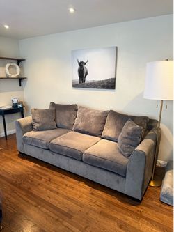 Blue/gray living room sofa. In excellent condition