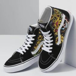 Vans Sk8-Hi Beauty Skull Shoes Mens Size 11.5 Athletic Skateboarding Lace Up