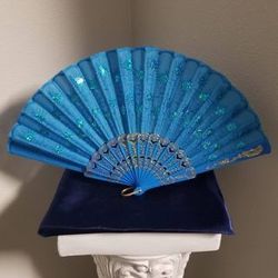 Folding Fan/Abanico Plegable - Blue