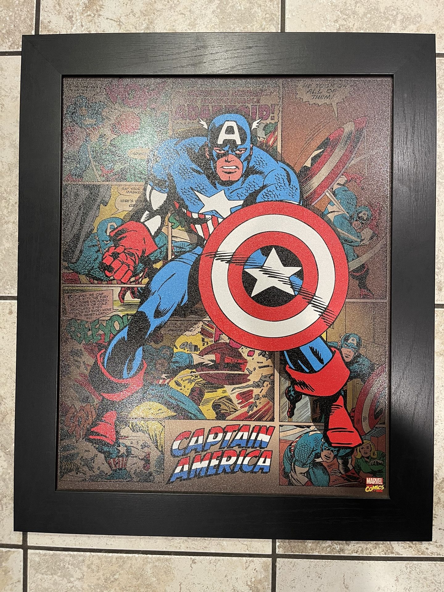 Captain America Poster Wood Frame 19.5”x23”