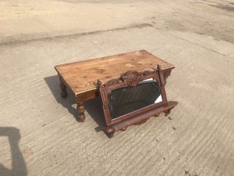 Solid Pine table and wall mirror