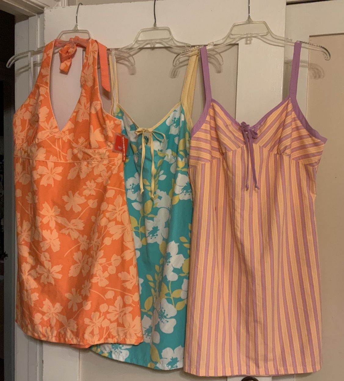 3 Brand New With Tags MOSSIMO Reversible Sundresses ~ Summer Tropical Hawaiian Print ~ Junior Size 2XL (Size 11 or 13)