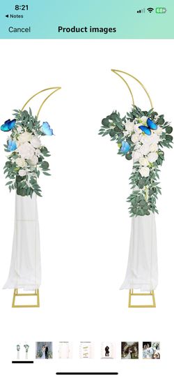 Metal Arch Backdrop Stand-Gold Curved Top Wedding Arch 2 pc (6.85 FT/6.5 FT) Half Moon STAND ONLY