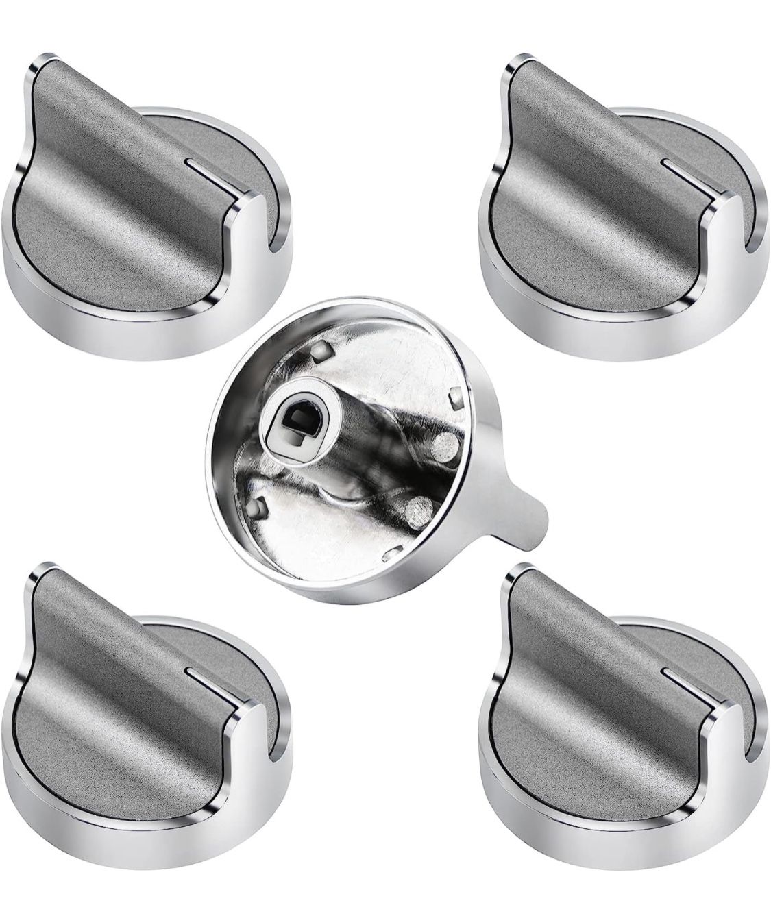 W10594481 Stove Knobs Replacements for Whirlpool Gas Stove Range Knob WCG97US0DS00 WCG97US6DS00, Reinforced Stainless Protection Ring, Replace WPW1059