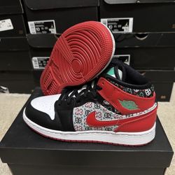 Jordan 1 Mid 'Ugly CHRISTMAS Sweater' DM1208-150 GS Size 6.5Y  Brand New