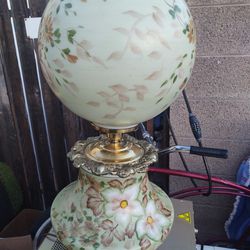 Vintage Hand Painted Oil Lamp Electrical Conversion