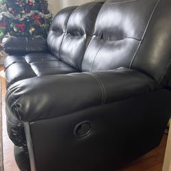 Leather manual sofa set