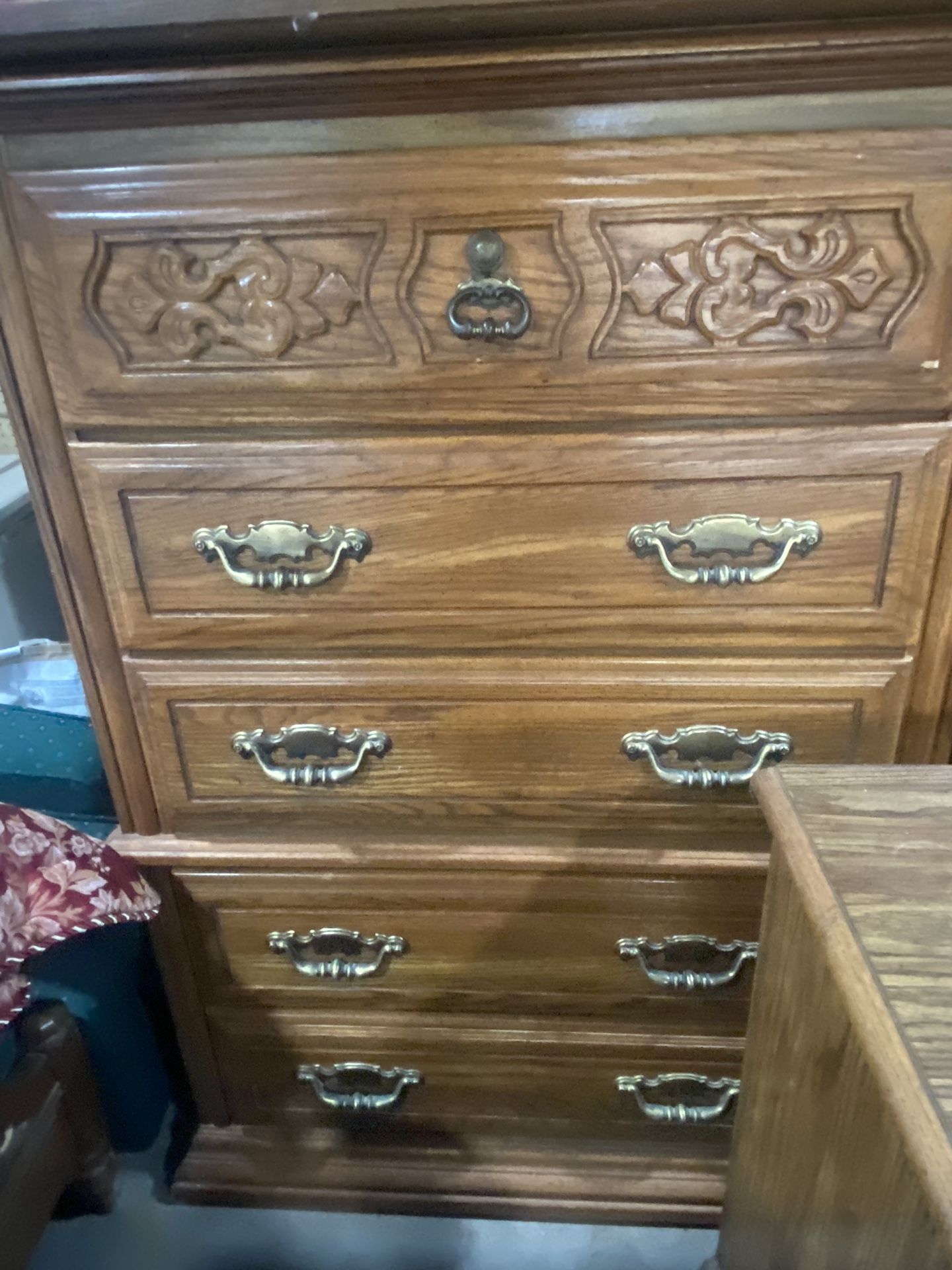 Chest , Dresser And Mirror With Matching Night Stand 