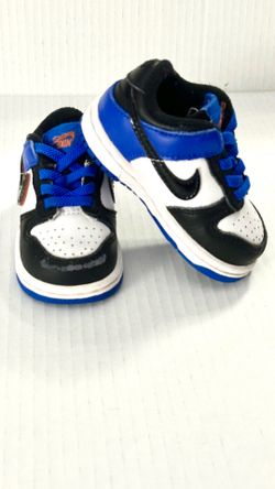 NEW! Nike Toddler Dunk Low Classic Black White Blue Original Kid's Size 2C