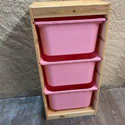 IKEA TROFAST REAL PINE STORAGE WITH BINS - Delivery Available For A Fee - See My Other Items 😀