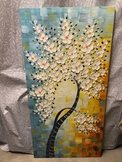 Yasheng Art Textured Floral Tree Canvas Wall Art
