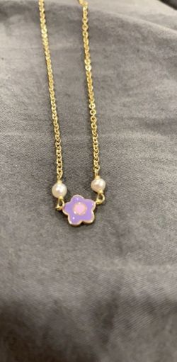 Necklace for girls flowers butterflies hearts and stars with pearls