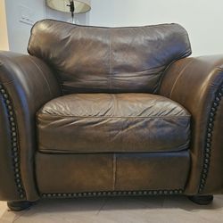 Large Leather Chair And Ottoman 