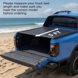Roll-Up Truck Bed Tonneau Cover for 2022-2026 Nissan Frontier 5ft, Durable Waterproof UV Coating New