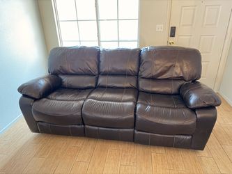 Dual Reclining Brown Leather Couch