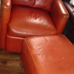 Leather Chair With Matching Ottoman 