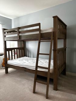 Twin Wood Bunk Bed (includes mattress)